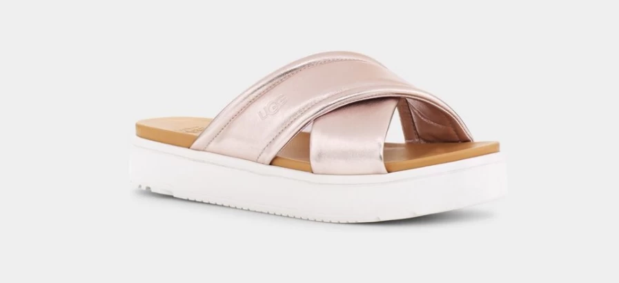 UGG Women's Zayne Crossband Sandals in Rose Gold Metallic