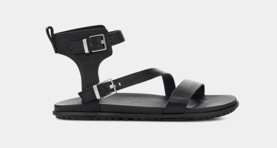 UGG Women's Black Leather Solivan Strap - Stylish & Comfortable Footwear Accessory
