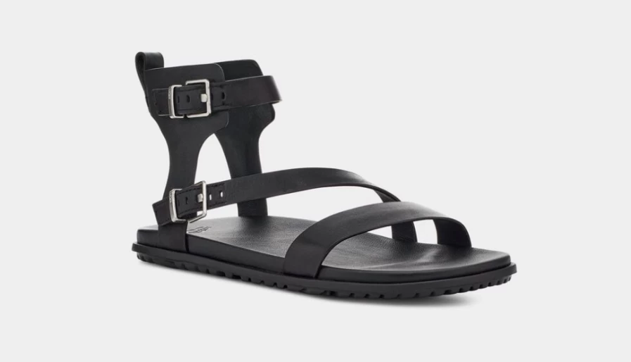 UGG Women's Black Leather Solivan Strap - Stylish & Comfortable Footwear Accessory