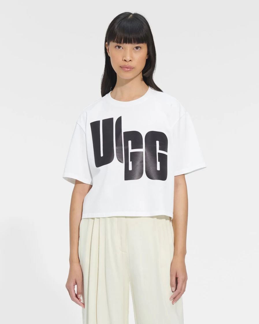 UGG Women's Fionna Logo T-Shirt - White & Black Casual Tee