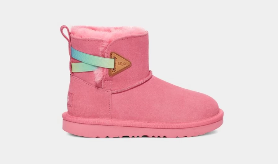 UGG Kids Mini Bailey Flex Rainbow Boots in Pink Rose Rainbow