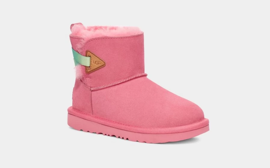 UGG Kids Mini Bailey Flex Rainbow Boots in Pink Rose Rainbow