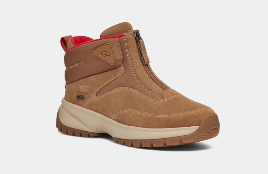 UGG Women's Yose Short Zip Boot in Chestnut Suede