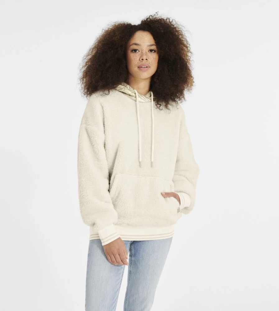 UGG Women's Loyra Sherpa Hoodie in Cream & Gold Metallic Finish