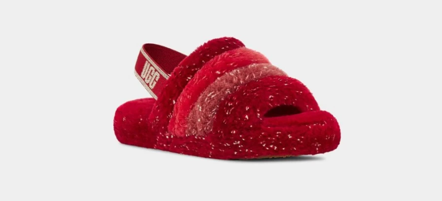 UGG Kids Fluff Yeah Metallic Sparkle Boots - Red Multi Color