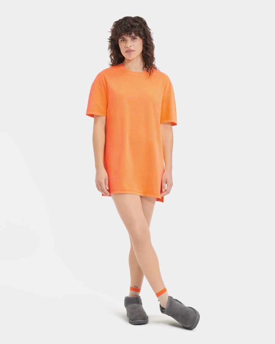 UGG Women's Orange Sherbert Zoey T-Shirt Dress Casual Comfortable Fit