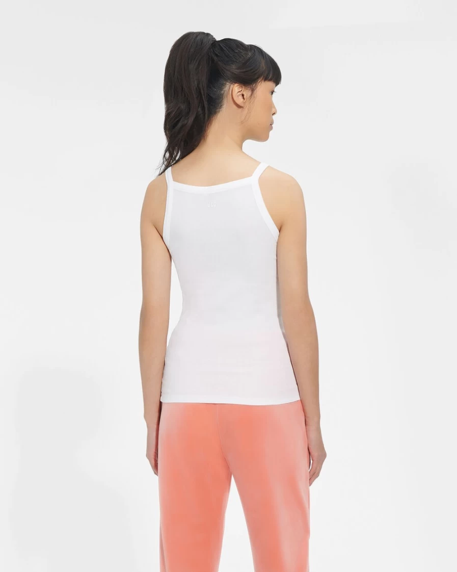 UGG Women's White Ribbed Tank Top - Rory Slim Fit Casual Shirt