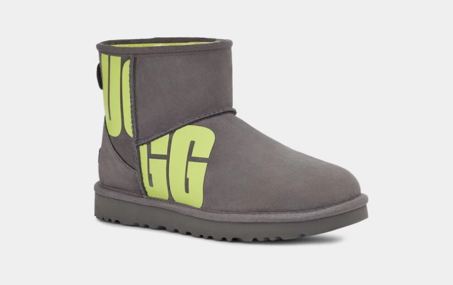UGG Women's Classic Mini Chopd Boots in Charcoal & Key Lime Colors