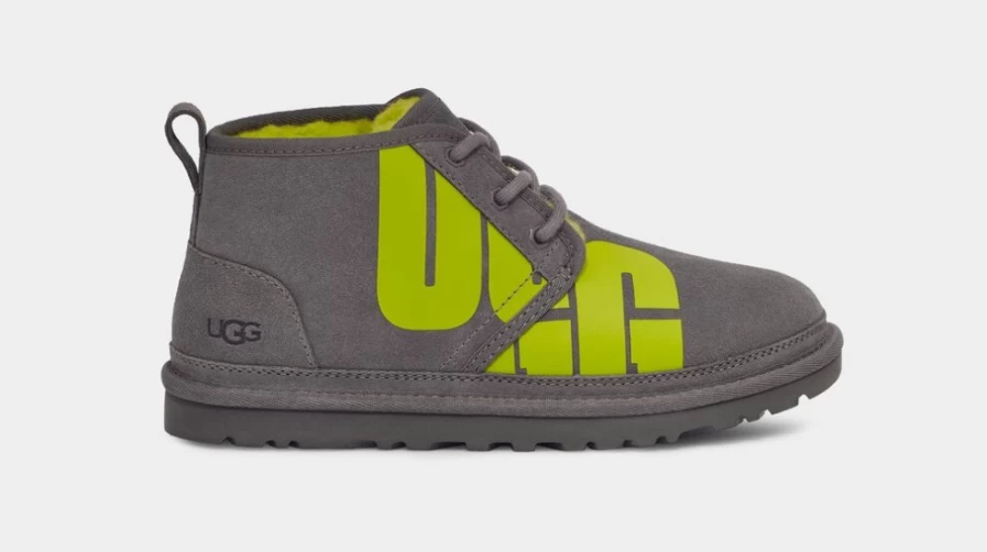 UGG Women's Neumel Chopd Slip-On Sneakers in Charcoal & Key Lime Colors