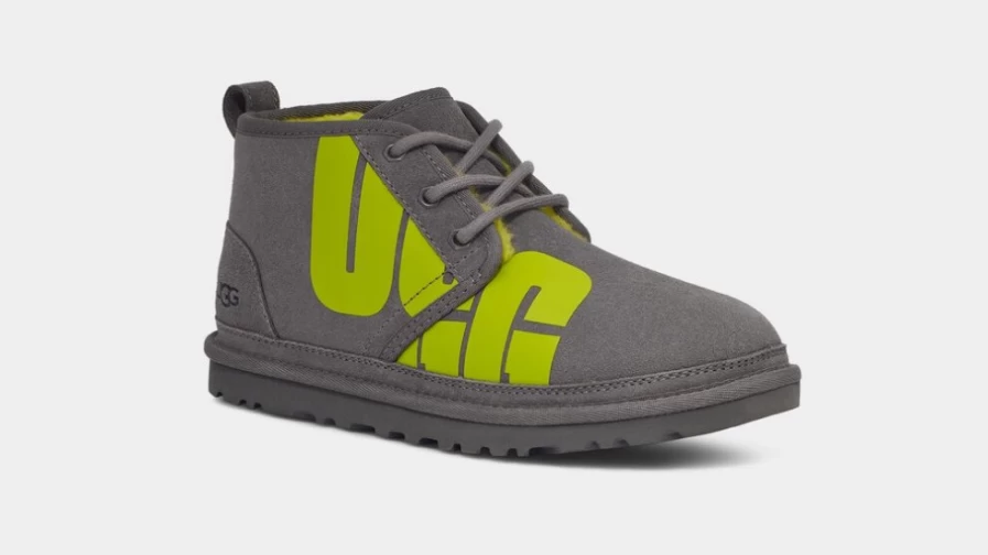 UGG Women's Neumel Chopd Slip-On Sneakers in Charcoal & Key Lime Colors
