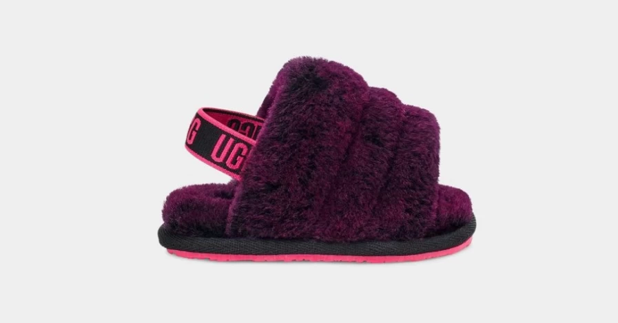 UGG Fluff Yeah Slide Slippers for Infants - Soft & Cozy Black/Pink Baby Shoes