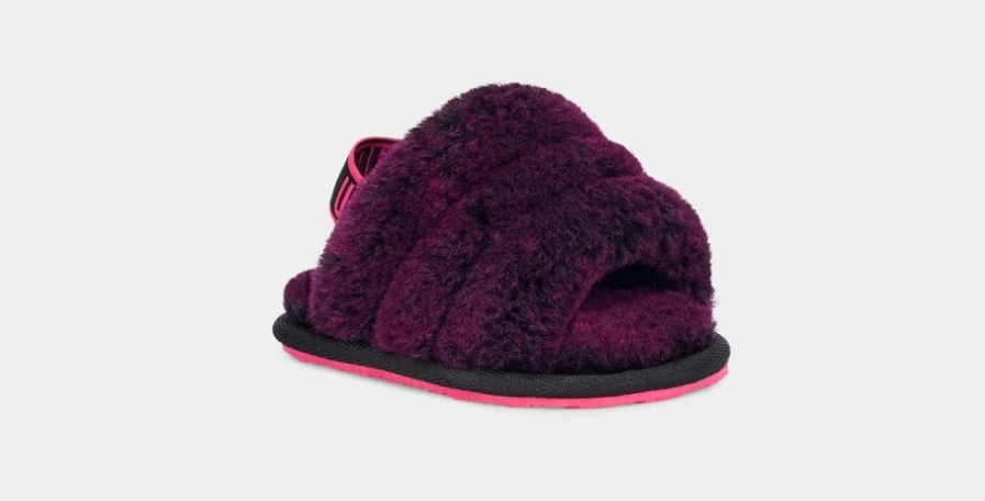 UGG Fluff Yeah Slide Slippers for Infants - Soft & Cozy Black/Pink Baby Shoes