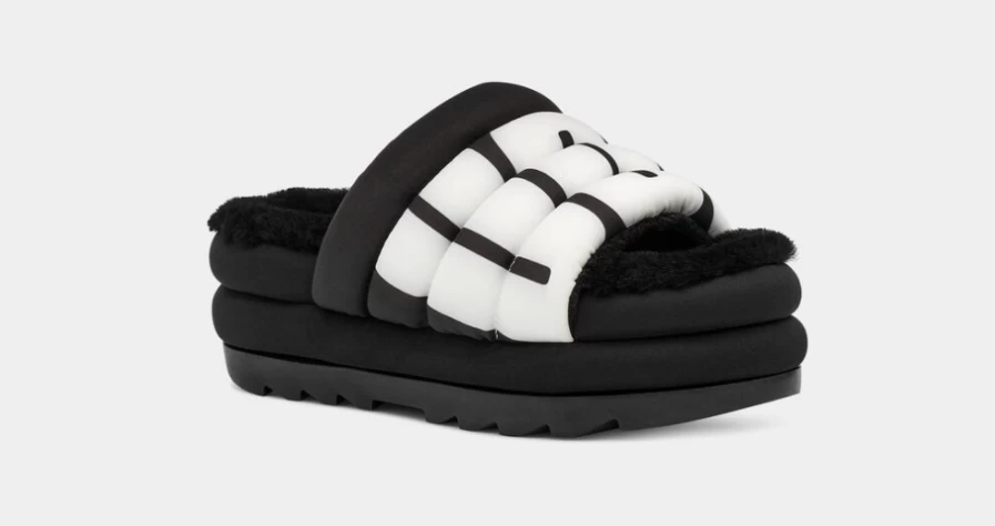 UGG Women's Black Maxi Slide Logo Sandals