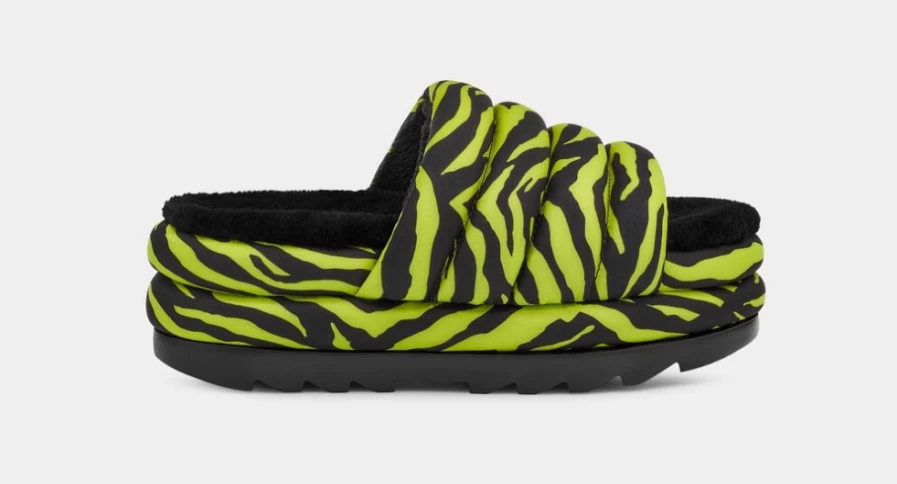 UGG Women's Key Lime Maxi Slide Sandals with Tiger Print Design
