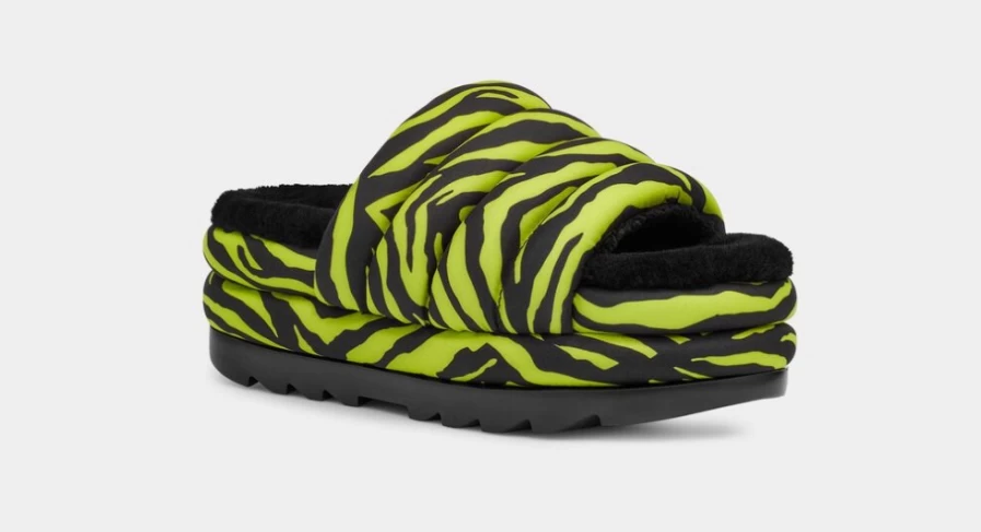 UGG Women's Key Lime Maxi Slide Sandals with Tiger Print Design