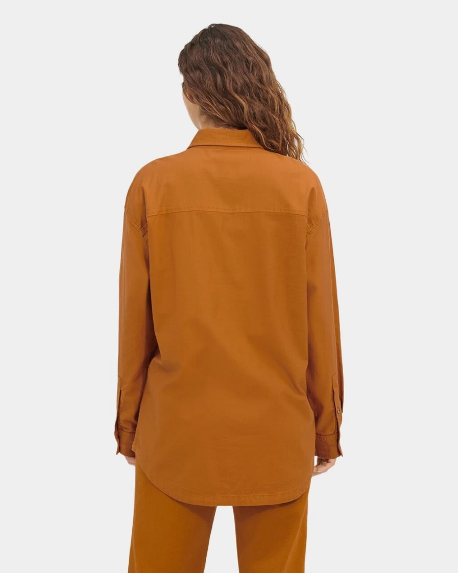 UGG Women's Brown Mustard Long Sleeve Shirt - Kimya Style Comfort Fit Top