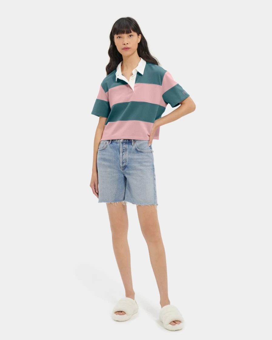UGG Women's Iris Grey & Clay Pink Rugby Polo Shirt – Keon Style Comfort Fit