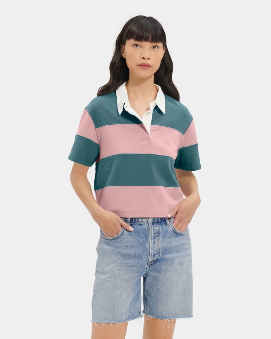 UGG Women's Iris Grey & Clay Pink Rugby Polo Shirt – Keon Style Comfort Fit