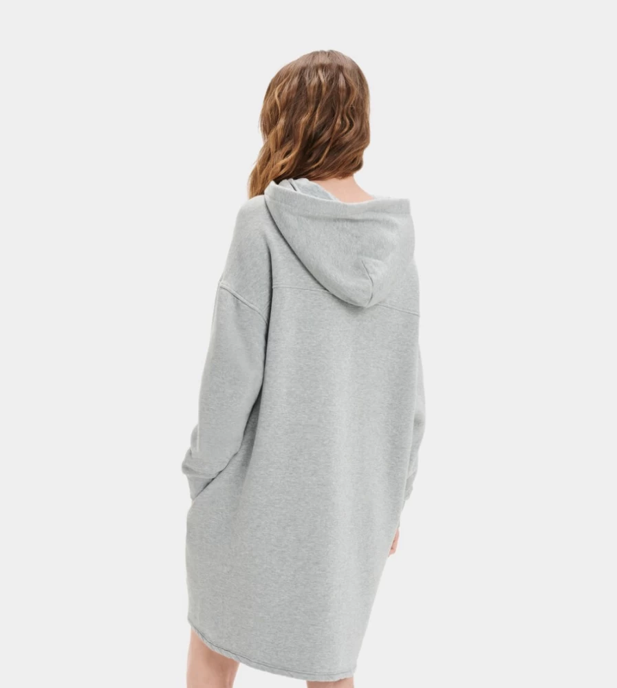 UGG Women's Grey Heather Aderyn Hoodie Dress - Casual Long Sleeve Pullover Sweatshirt