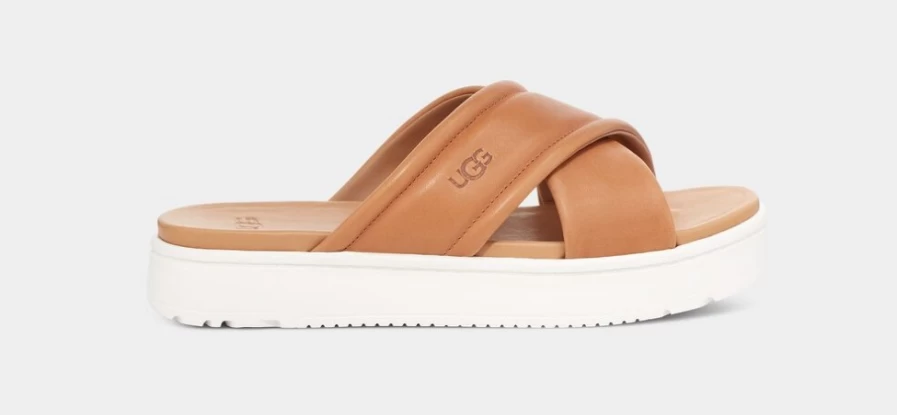 UGG Women's Tan Leather Zayne Crossband Sandals