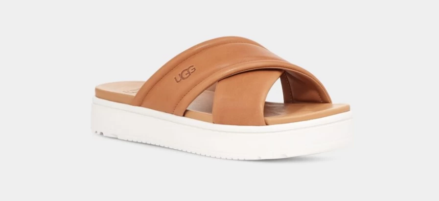 UGG Women's Tan Leather Zayne Crossband Sandals