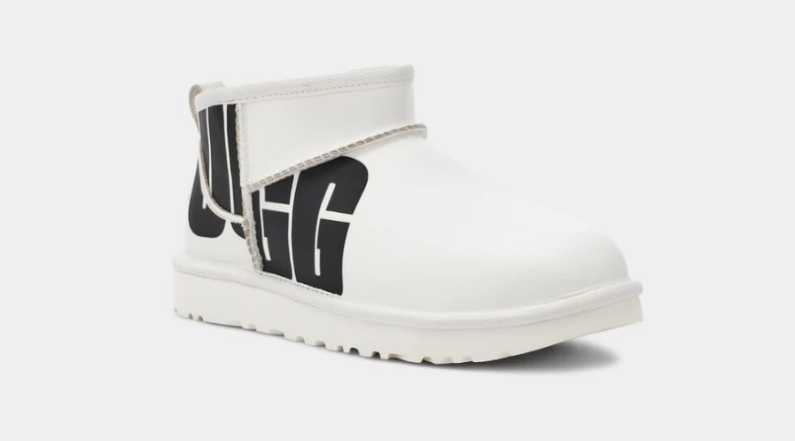 UGG Women's Classic Ultra Mini Chopd Boots in Pebbled White | Comfortable & Stylish