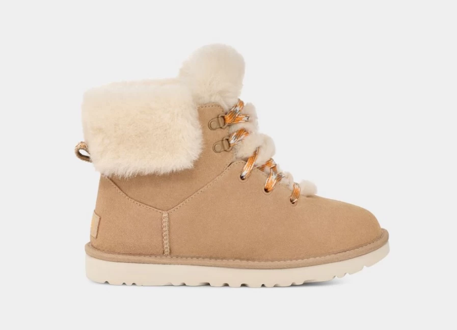 UGG Women's Classic Mini Alpine Lace Boots in Sand | Timeless Comfort & Style