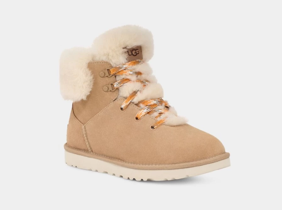 UGG Women's Classic Mini Alpine Lace Boots in Sand | Timeless Comfort & Style