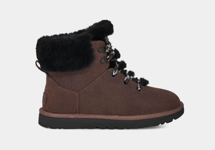 UGG Women's Classic Mini Alpine Lace Boots in Burnt Cedar - Timeless Comfort & Style