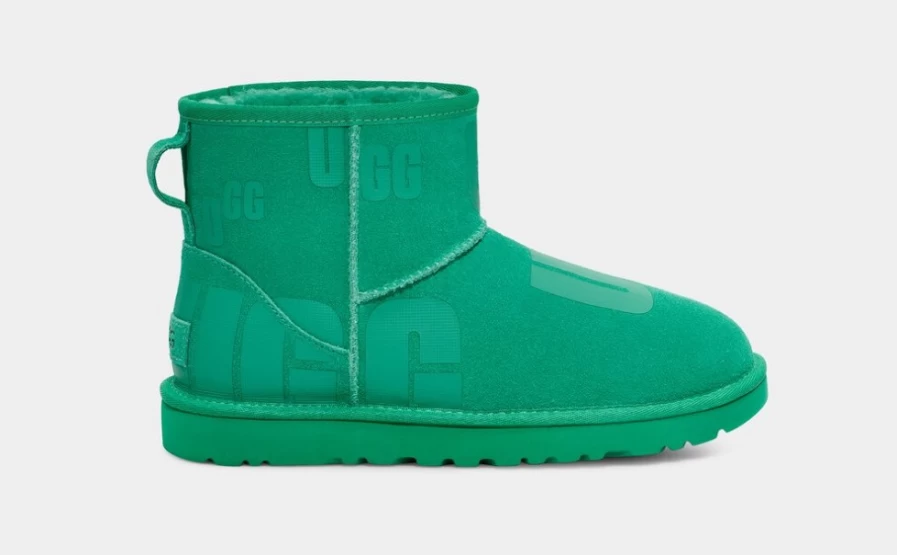 UGG Women's Classic Mini Scatter Graphic Boots in Emerald Green