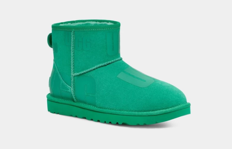UGG Women's Classic Mini Scatter Graphic Boots in Emerald Green