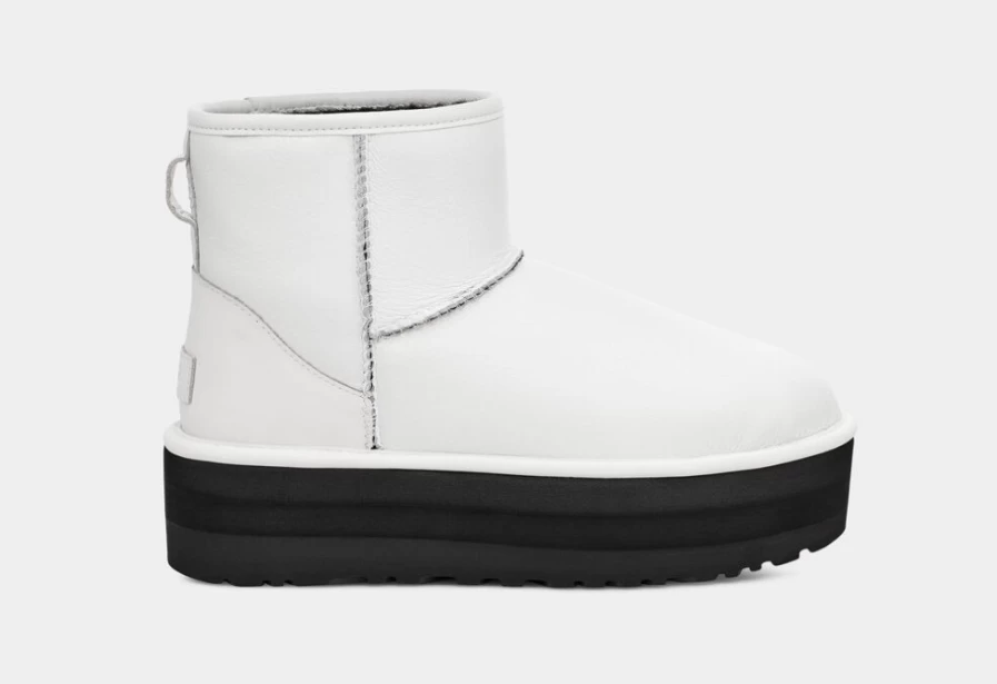 UGG Women's Ultra Matte White Classic Mini Platform Boots