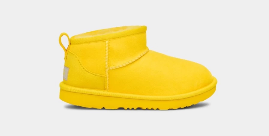 UGG Kids' Classic Ultra Mini Boots in Canary Yellow | Warm & Comfortable Winter Footwear