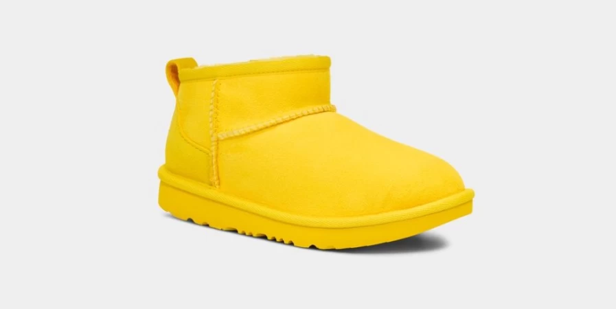 UGG Kids' Classic Ultra Mini Boots in Canary Yellow | Warm & Comfortable Winter Footwear