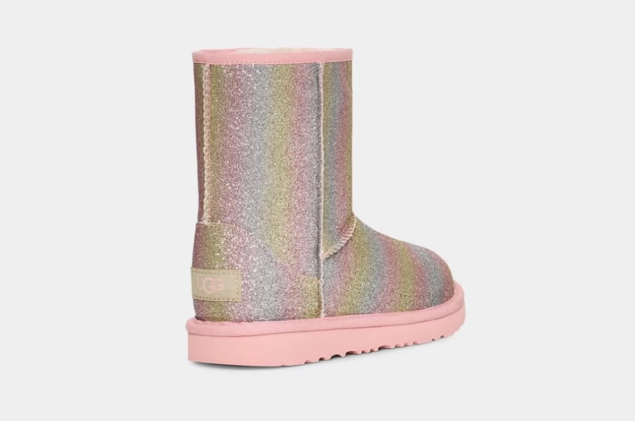 UGG Kids Classic II Glitter Boots Metallic Rainbow - Sparkly Winter Shoes for Children