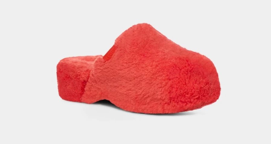 UGG Women's Red Current Fuzz Sugar Clog Shoes