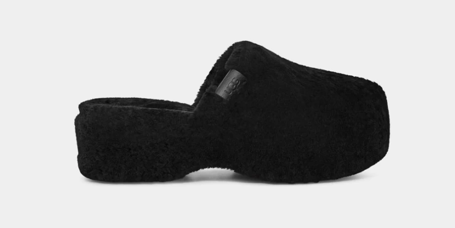 UGG Women's Black Fuzz Sugar Clog Shoes