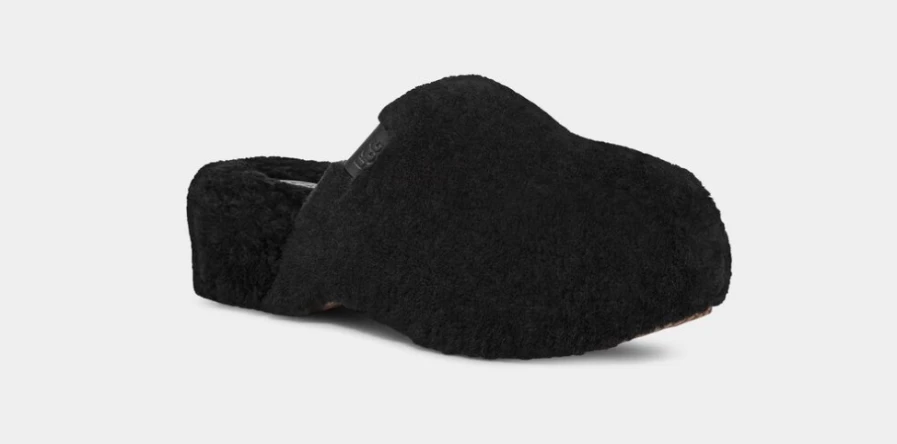 UGG Women's Black Fuzz Sugar Clog Shoes
