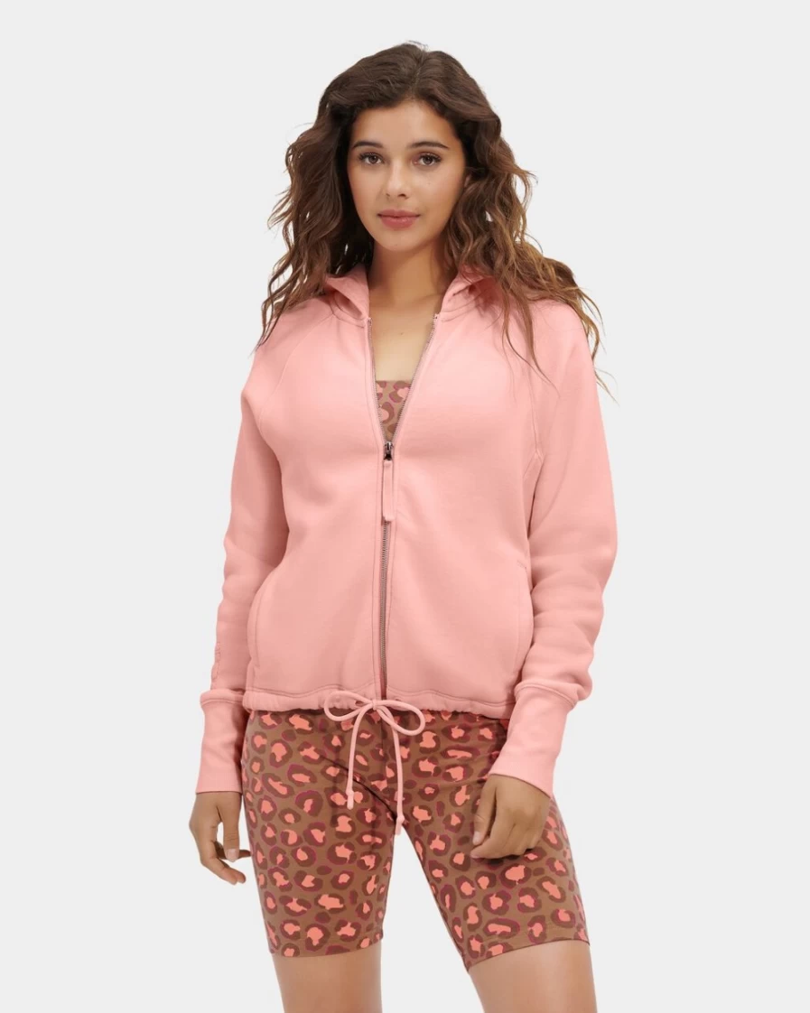 UGG Women's Pink Opal Oaklynn Full Zip Hoodie - Soft Fleece Pullover