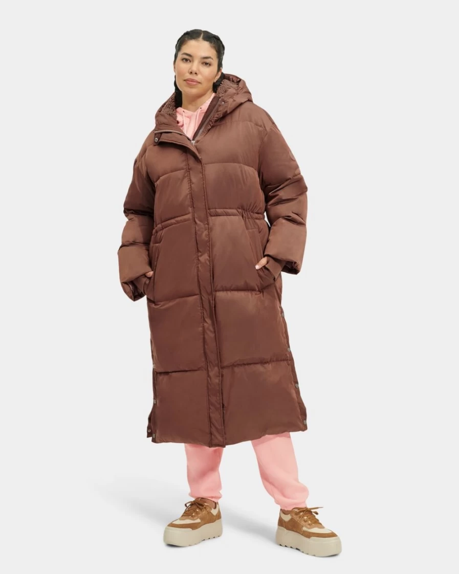 UGG Women's Keeley Long Puffer Coat in Dark Chestnut - Winter Warm Jacket