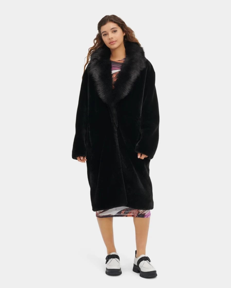UGG Women's Black Audree Shearling Coat - Warm Winter Jacket