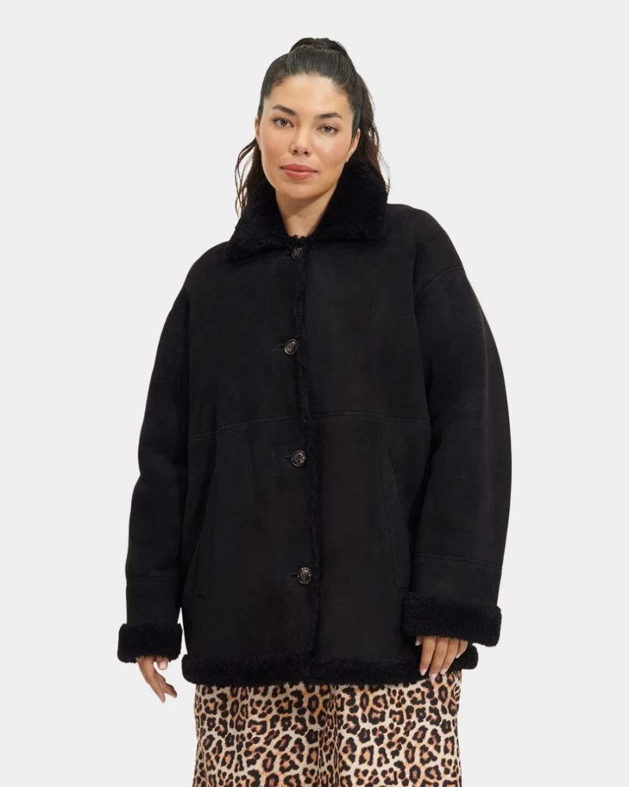 UGG Women's Black Reversible Shearling Jacket | Faydon Style