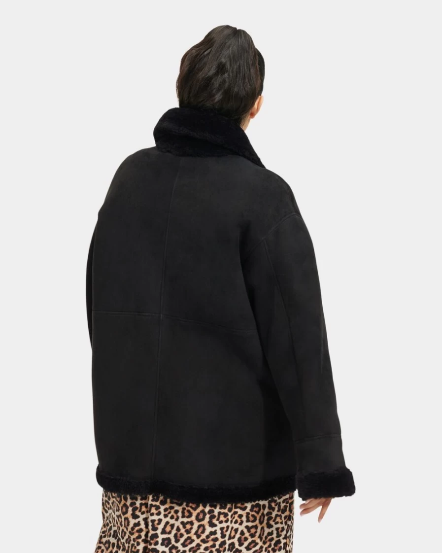 UGG Women's Black Reversible Shearling Jacket | Faydon Style
