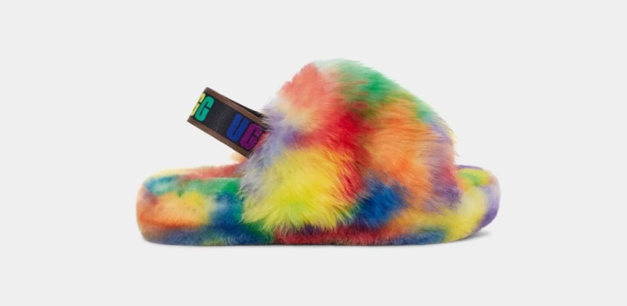 UGG Kids Fluff Yeah Rainbow Pride Slippers