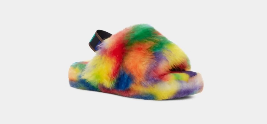 UGG Kids Fluff Yeah Rainbow Pride Slippers