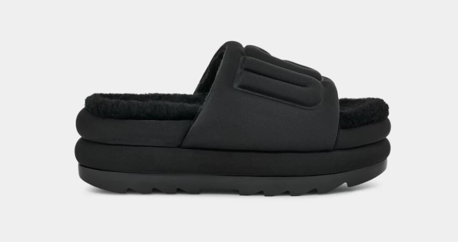UGG Women's Maxi Graphic Slide Sandals in Black - Comfortable & Stylish
