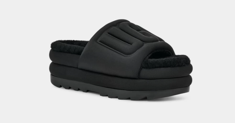 UGG Women's Maxi Graphic Slide Sandals in Black - Comfortable & Stylish