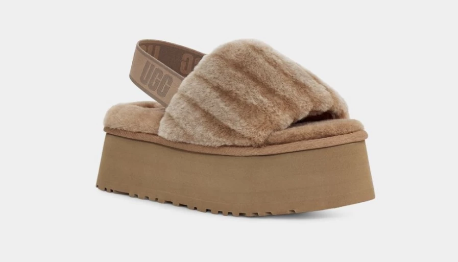 UGG Women's Chestnut Disco Sherpa Corduroy Slide Slippers
