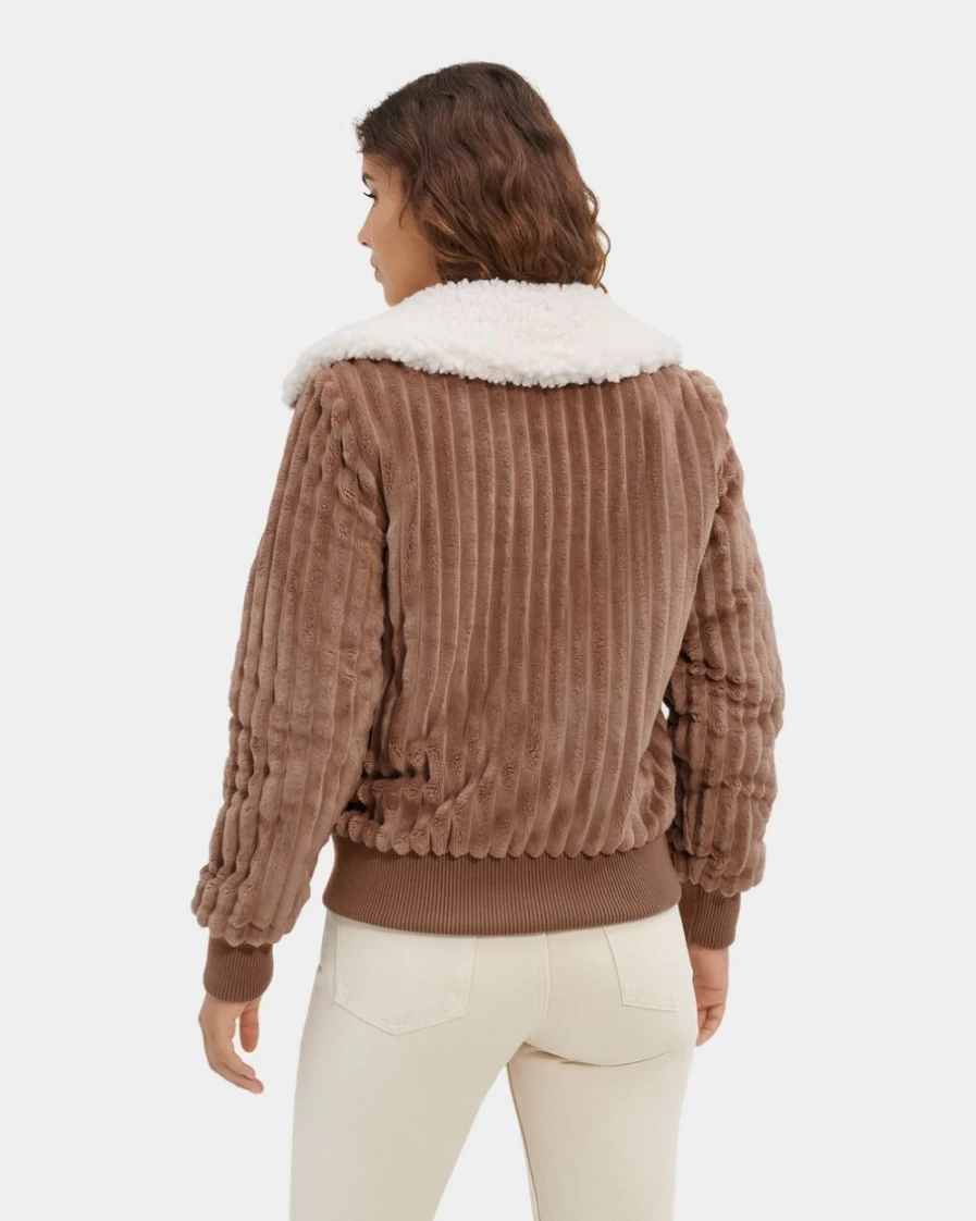 UGG Women's Chestnut Bomber Jacket in Soft Cord Fabric | Viviana Style