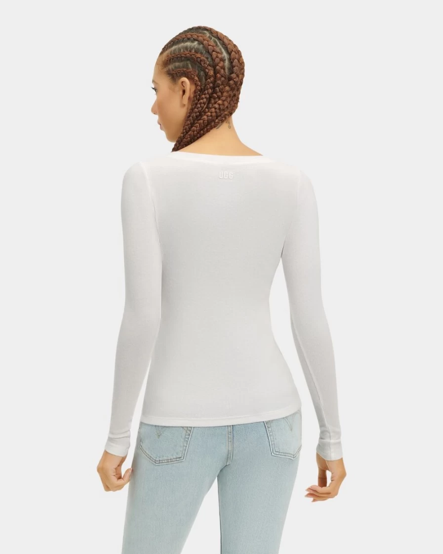 UGG Women's White Talulla Ribbed Long Sleeve Top